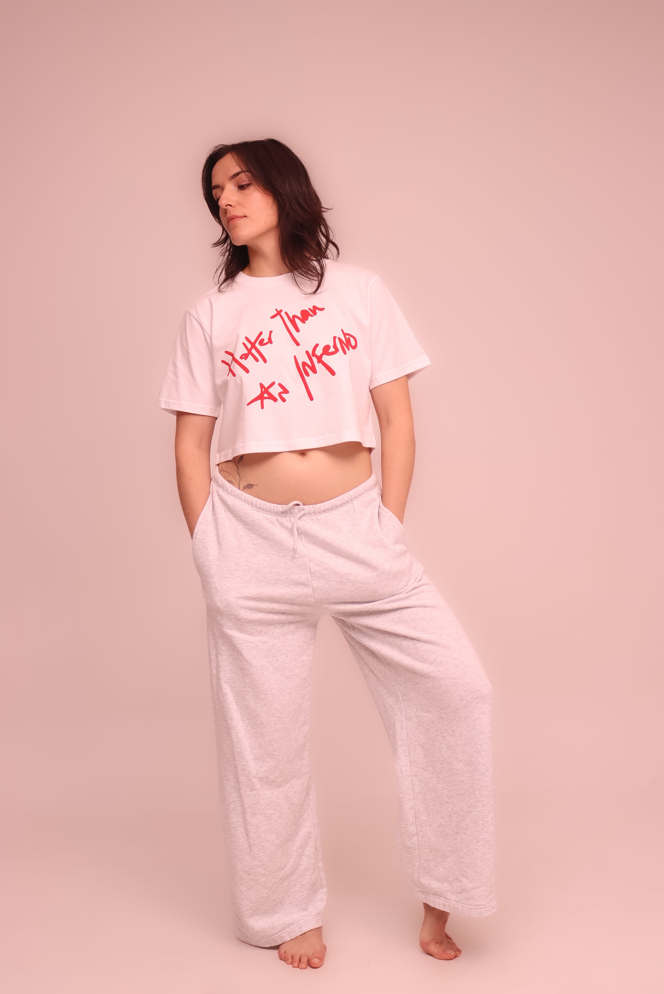 Hotter Than An Inferno crop t-shirt | White