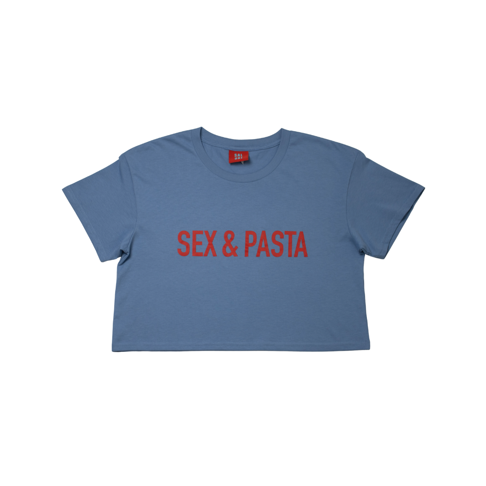 Sex & Pasta crop t-shirt | Blue