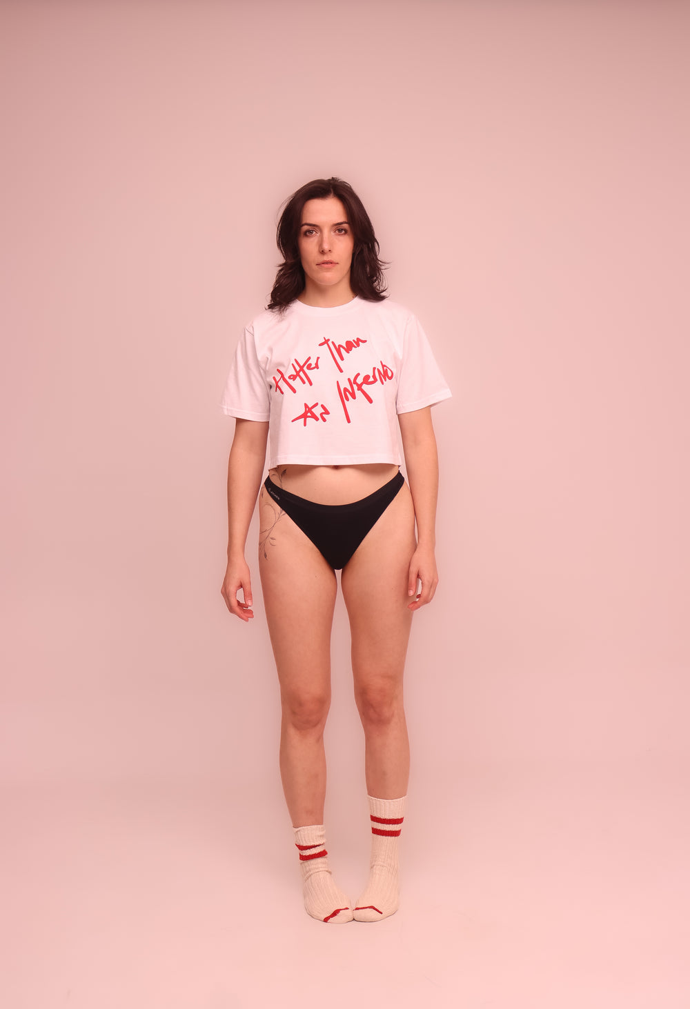 Hotter Than An Inferno crop t-shirt | White