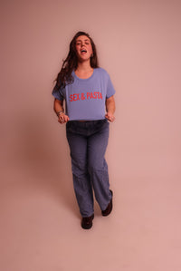Sex & Pasta crop t-shirt | Blue
