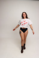 Hotter Than An Inferno crop t-shirt | White
